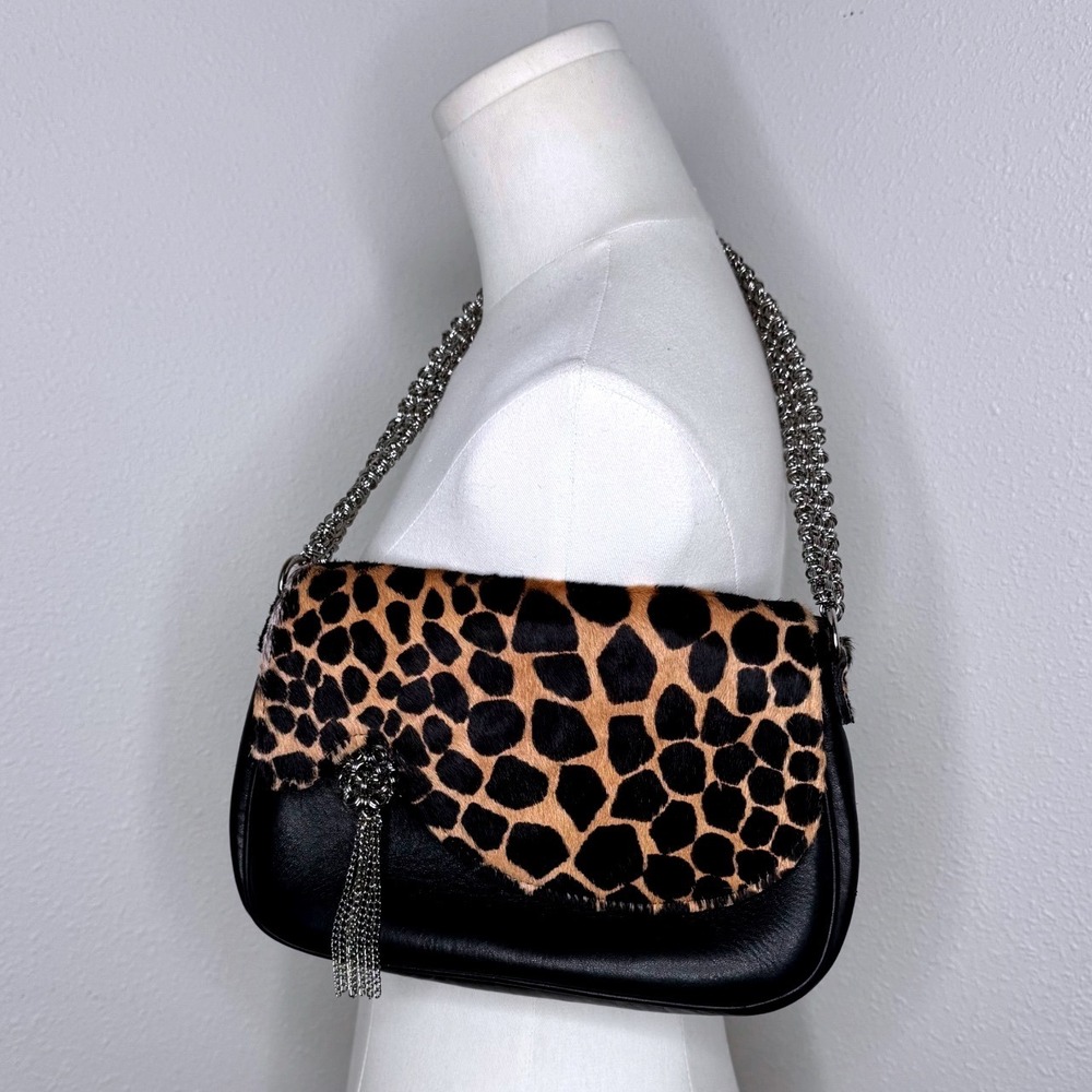 OWN Cowhide Calf Hair & Black Leather Convertible Shoulder Bag / Crossbody